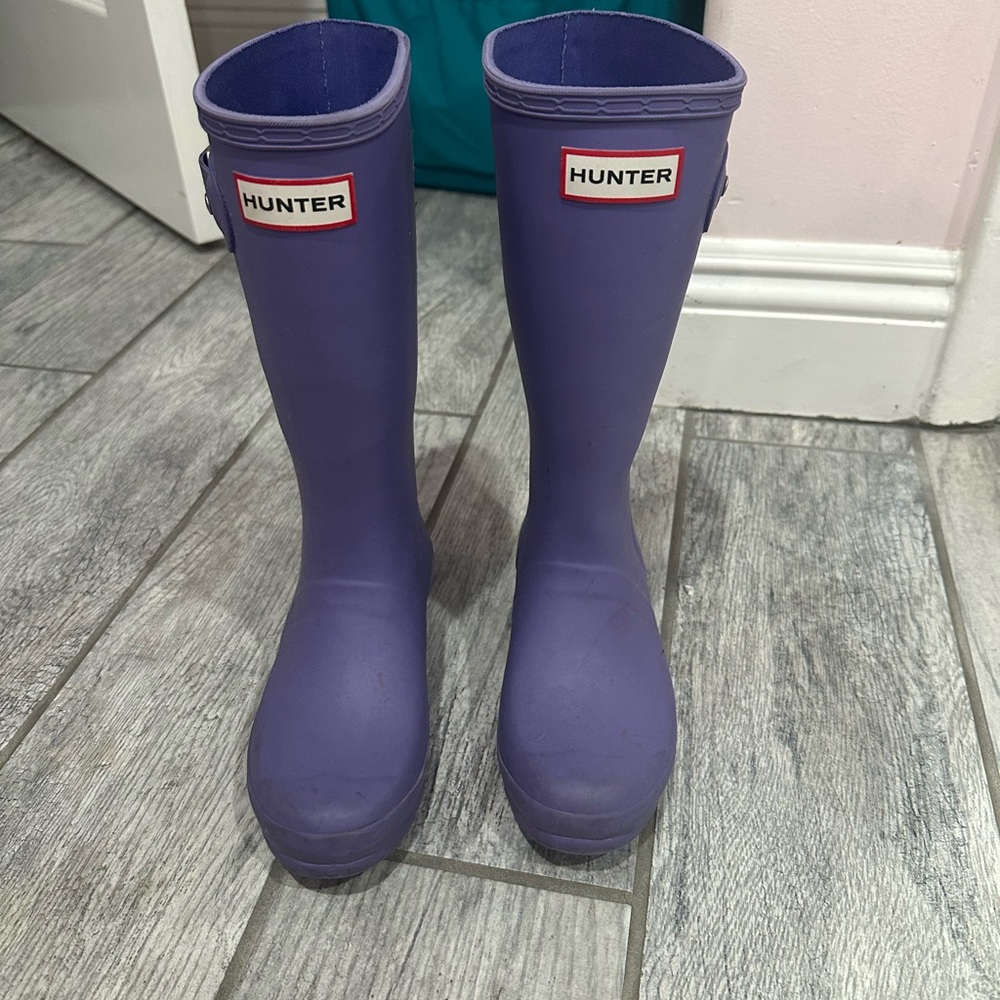 Hunter Purple Tall Rain Boots with Logo